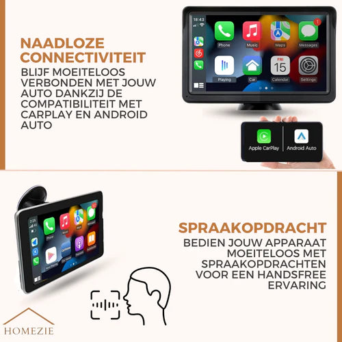 Navigatiesysteem | Apple Carplay & Android Auto | Bluetooth | Siri & Google Voice Control | 7 inch touchscreen scherm