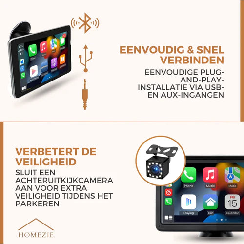 Navigatiesysteem | Apple Carplay & Android Auto | Bluetooth | Siri & Google Voice Control | 7 inch touchscreen scherm