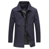 Jakob Men's Long Jacket| Windproof Fleece Buttun Solid Color