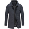 Jakob Men's Long Jacket| Windproof Fleece Buttun Solid Color