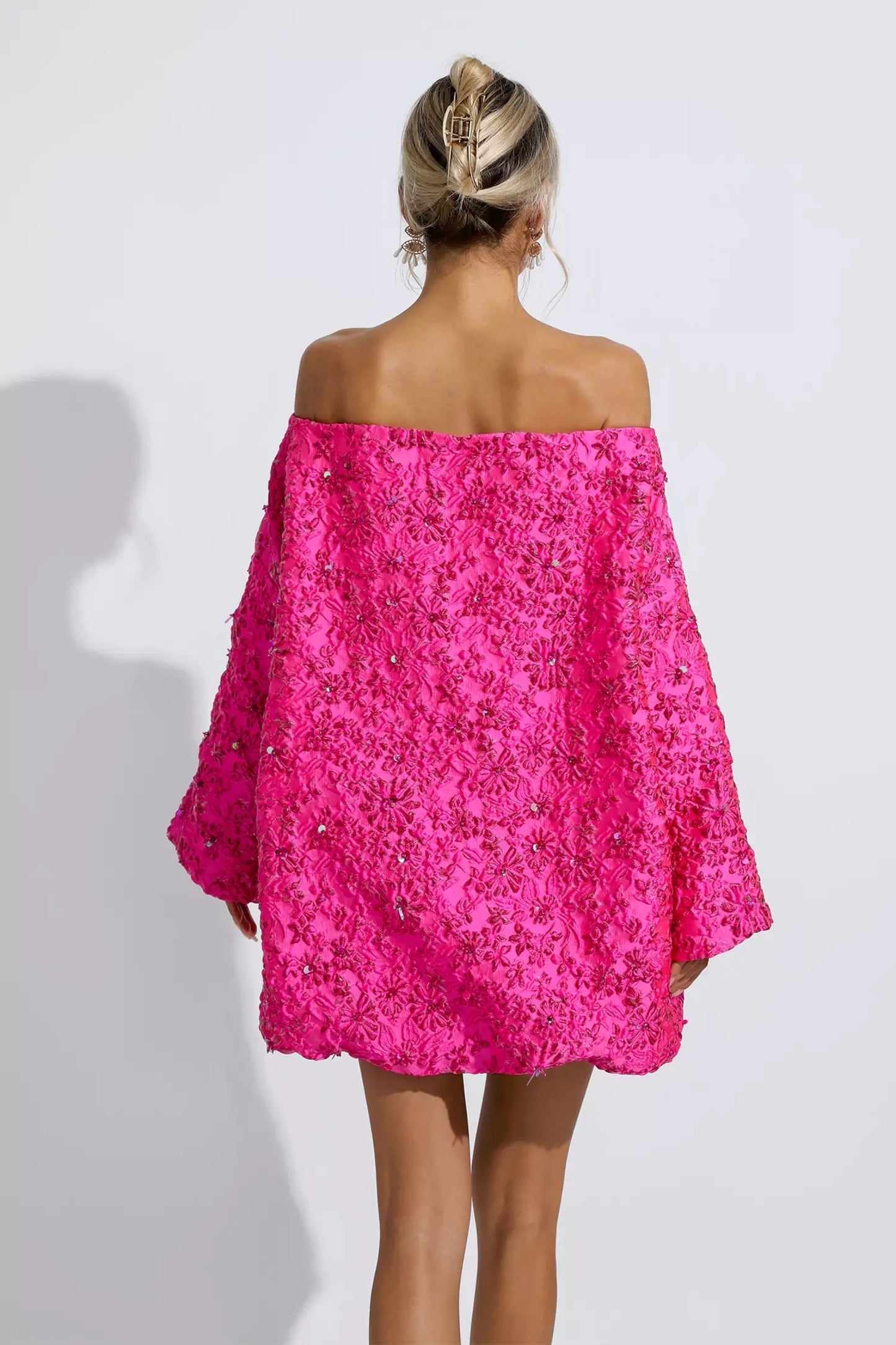 Aike Pink Off-Shoulder Floral Dress