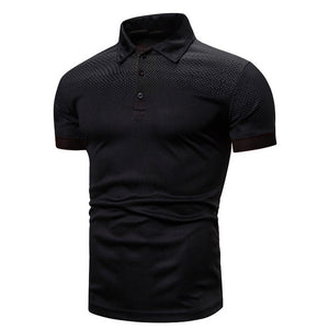 LUUK Black Men's Short Sleeve Polo Ribbed Collar