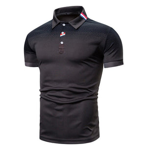 LUUK Black Men's Short Sleeve Polo Ribbed Collar