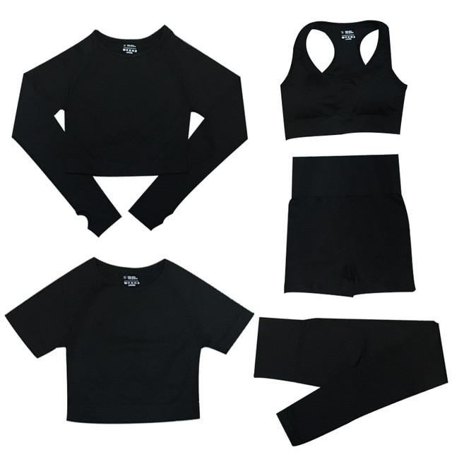 Eleni 5-Piece Sport Set | Women's High Waisted Tops and Sports Leggings