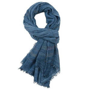 Henkjan Cotton Blue Lined Lightweight Men's Scarf