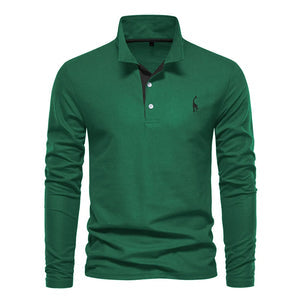 GOVERT deer embroidery folded collar Polo long sleeves