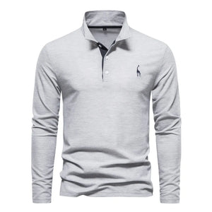 GOVERT deer embroidery folded collar Polo long sleeves