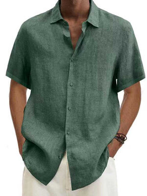 ARJEN Linen Shirt Men Cyan Green