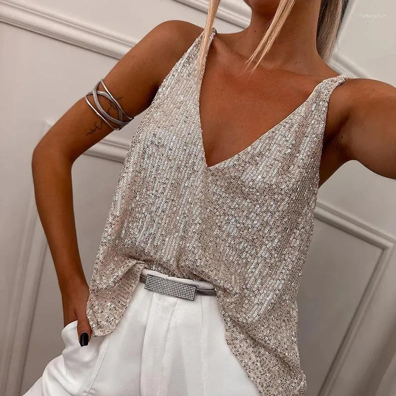 Marie Elegant sequined camitop