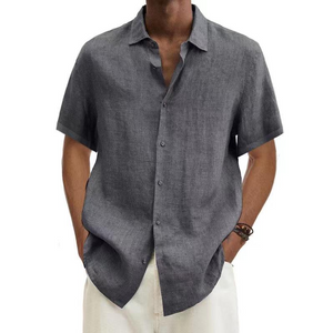 ARJEN Linen Shirt Men Cyan Green