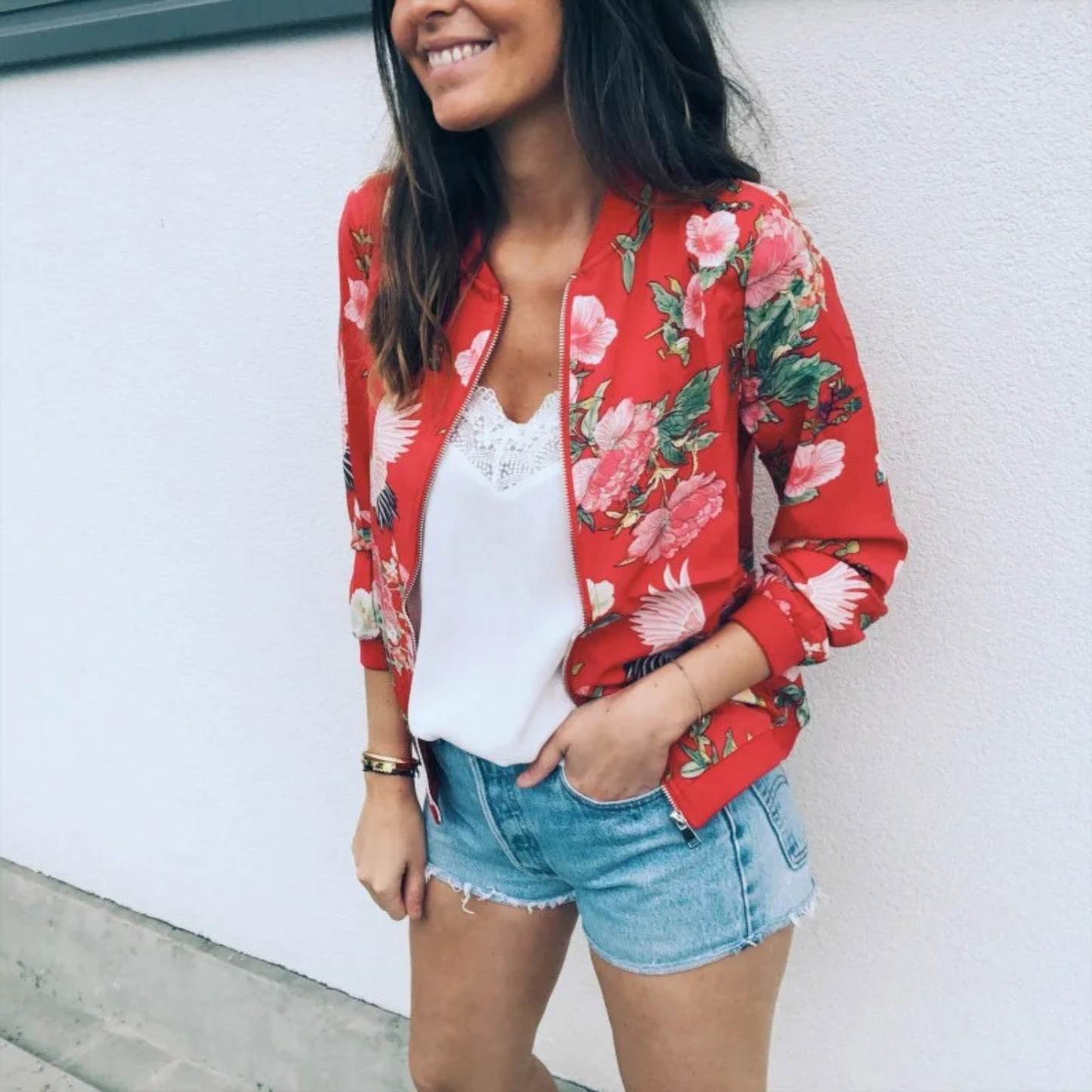 Ranya Floral Print Zip Summer Jacket