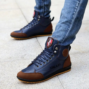 Govert Color Blocking Leather Men's High Sneakers