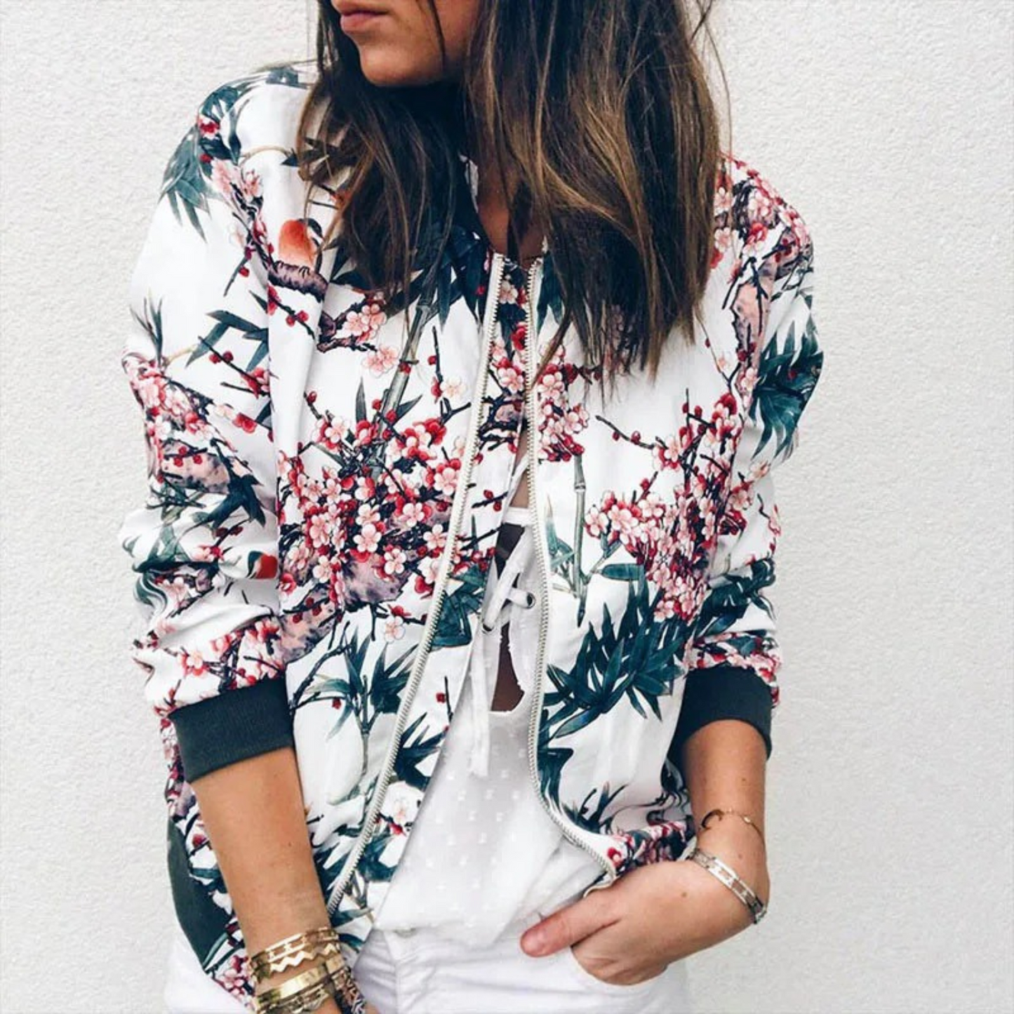 Ranya Floral Print Zip Summer Jacket