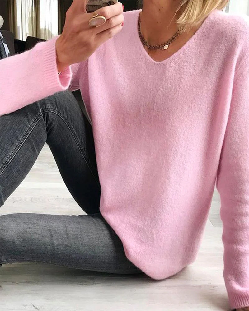 Latifa Simple Plain Long Sleeve Sweater