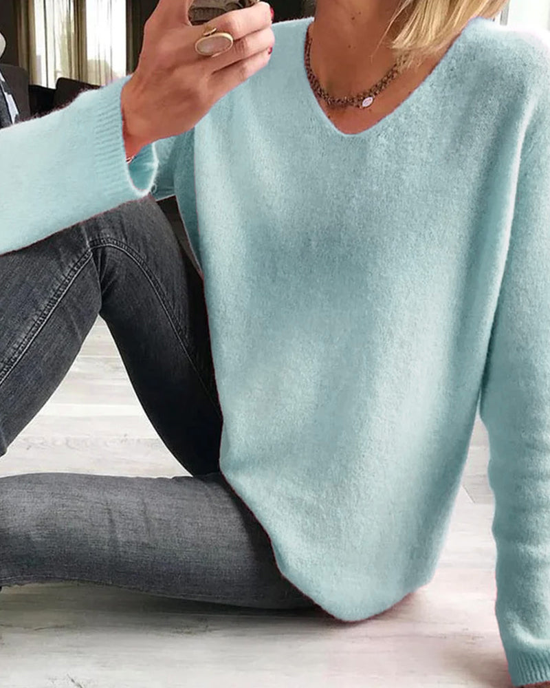 Latifa Simple Plain Long Sleeve Sweater