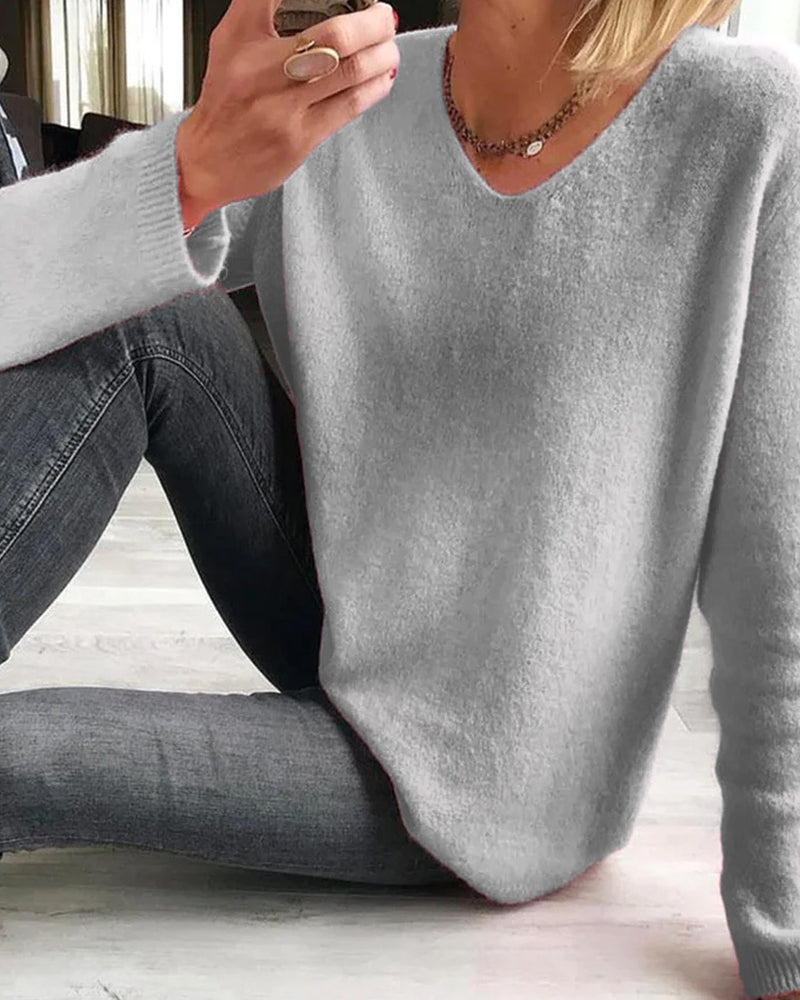 Latifa Simple Plain Long Sleeve Sweater