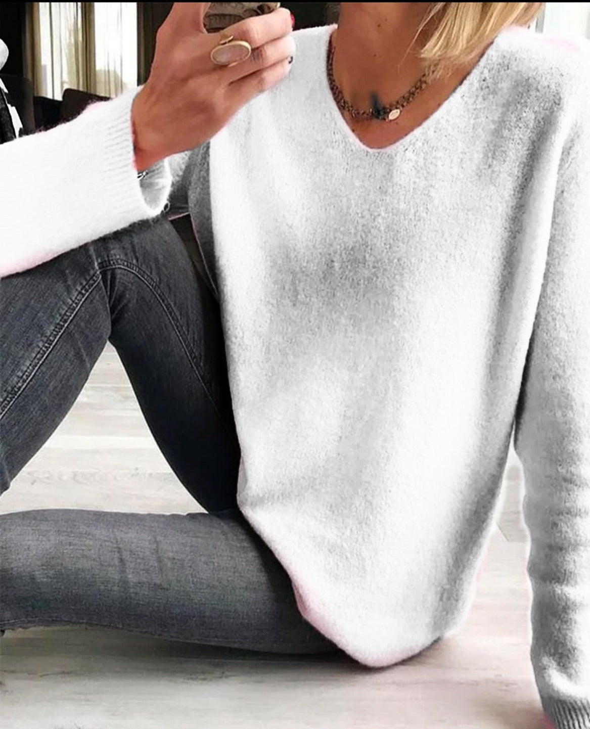 Latifa Simple Plain Long Sleeve Sweater