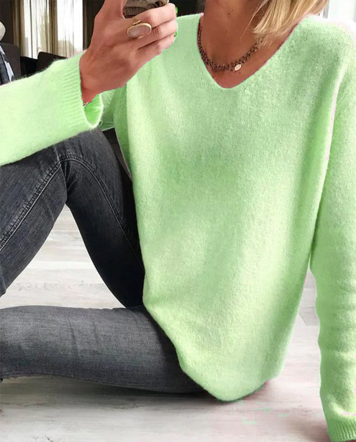 Latifa Simple Plain Long Sleeve Sweater