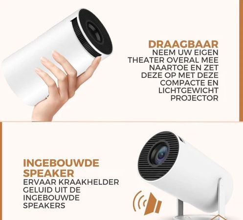 Beamer | WiFi, HDMI, Bluetooth | 4K support | Android 11 ingebouwd | Projector