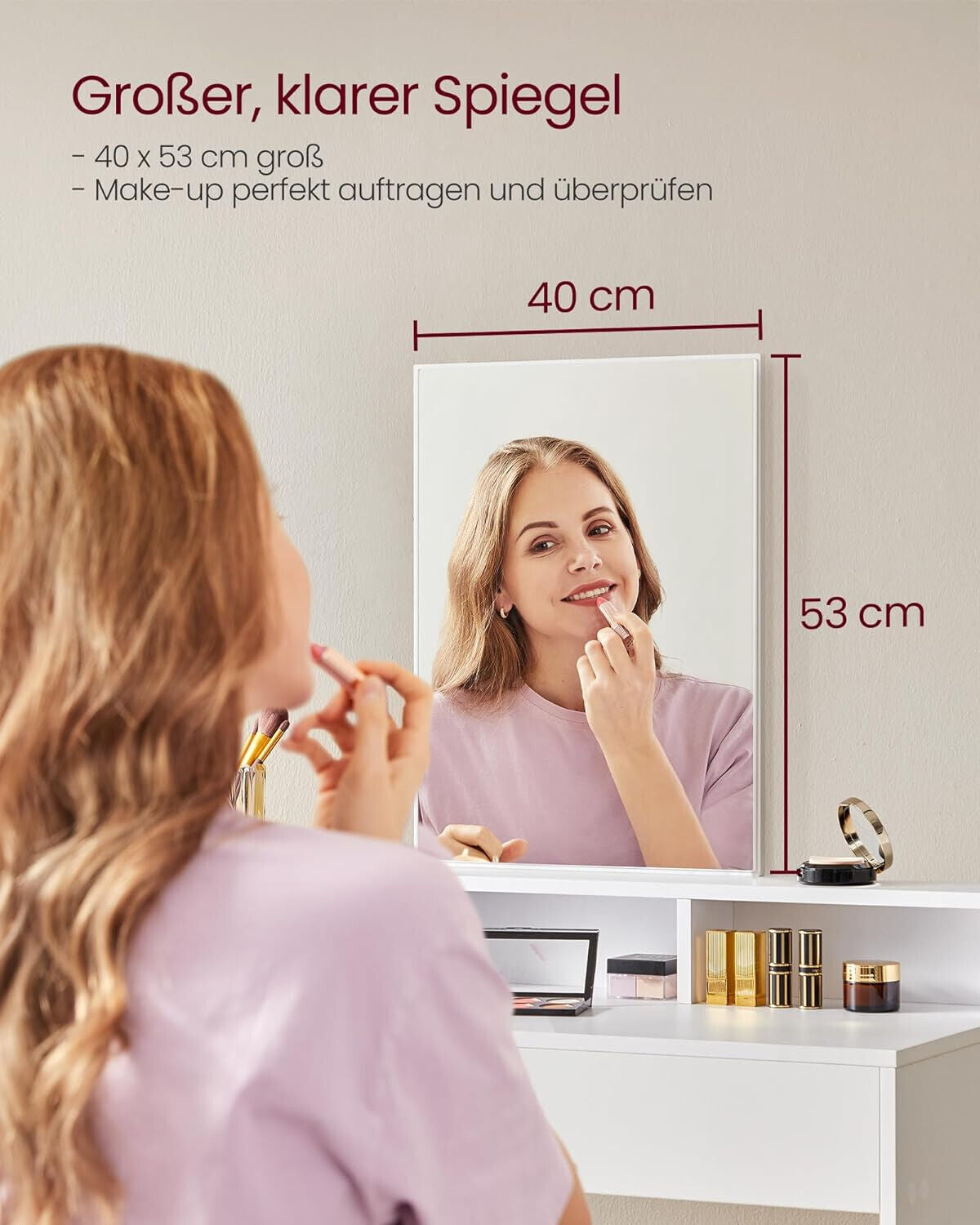 Make-up with Mirror for Schlafzimmer Frisiertisch 2 Schublades Modern F9