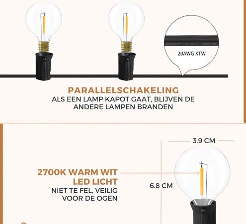 Lichtsnoer | Warm wit | LED lampjes | Waterdicht | Dimbaar & Koppelbaar | Buitenverlichting